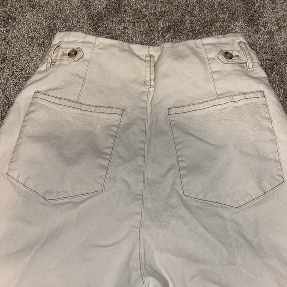 Free People Pleated Carrot Cropped Pants Ecru Size 6 - Picture 7 of 12